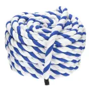 Natural Twisted Cotton Rope 1 Inch x 98 Feet Tug of War Rope, Blue White