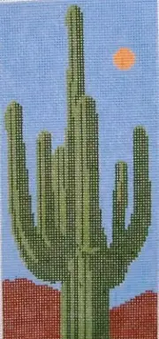 Sunlight Saguaro Hand Painted Needlepoint Canvas