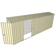 Build-a-Shed 0.8 x 6 x 2m Single Hinged Door Skillion Shed with Double Sliding Side Doors - Cream