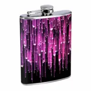 Pink Glitter Rain Em1 Flask 8oz Stainless Steel Hip Drinking Whiskey