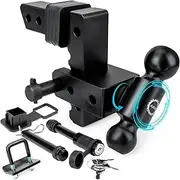 Adjustable Trailer Hitch, Fits 2-Inch Receiver, 6-Inch Drop/Rise Aluminum Drop Hitch, 2" and 2-5/16" Tow Balls,12,500 LBS GTW-Tow Hitch for Heavy Duty Truck with Double Anti-Theft Pins Locks