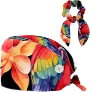 [YTYVAGT] Scrub Caps Women,Scrub Hats Suitable for Women,Colorful Parrot Animal Pattern