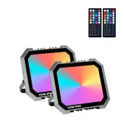 2 Pack RGB LED Flood Light 100W Eqv 1000W, Outdoor Flood Lights with 2 Remote...