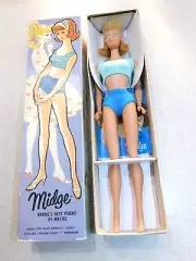 Barbie: VINTAGE Blonde STRAIGHT LEG MIDGE Doll w/Teeth & Correct Box!