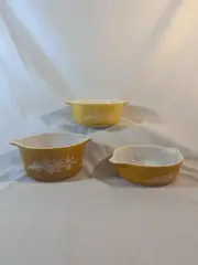 Vintage Pyrex Butterfly Gold 3 Pieces 471-B, 472 -B & 473 NO LIDS! Very Nice!