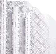 Silver Wrapping Paper Roll Mini Roll Floral/bellflower/plaid For Wedding Bridal