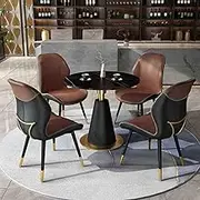 HOLGVE Negotiation Reception Table, Office Conference Room Club Table and Chair Set, Kitchen Round Dining Table Set for 4, Smal Round Negotiation Table, Business Conference Room Coffee Table(Brown)