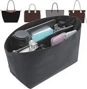 Doxo Tote Bag Organizer Insert Compatible with Long Champ Medium, G.oyard PM, Neverfull MM and More, Light Waterproof DupontPaper le pliage Longchamp Medium Organizer Insert(Full Black, M)