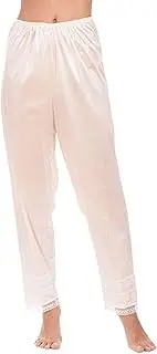 [MAINESAKA] Women's Pettipants Satin Polyester Snip-it Pantliner Slip Pant Elastic Waistband and Lace Trim Bottoms Sleepwear