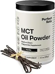 Perfect Keto 7g MCT Oil Powder, Medium Chain Triglycerides Supplement, Non Dairy Coffee Creamer for Keto Diet, Ketogenic MCT Oil Mix for Coffee, Smoothie, Protein Shakes and Tea, Vanilla, 30 Servings