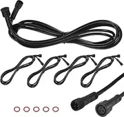 uxcell 5-Pack Waterproof Extension Cable, 3 Pin 6.56 Ft/2m Extension Cord Wire with 22AWG IP67 Male and Female Connectors for Outdoor Spotlights/LED Deck Lights [Black]