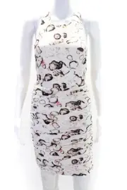 Cooper St Womens White Printed Open Back Zip Sleeveless Bodycon Dress Size 8