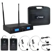 New 2 Channel UHF Wireless Microphone System With 2 Lavalier 2 Headsets PDWM3365
