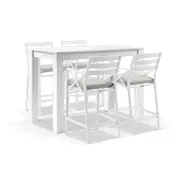 Santorini Outdoor 1.5m Rectangle Aluminium Table with 4 x Kansas Bar stools - Outdoor Aluminium Dining Settings