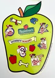 1997 Applebee's Chain Restaurant Apple-Shaped WHERE'S WALDO Kids Meal Stickers
