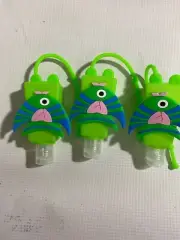 3 Pk Sanitizer Holder Case Pocket Size For Hands Silicone Tropical Fish Green