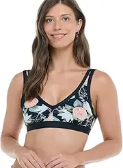 [Skye] Women's Standard Harlow V-Neck Bikini Top Swimsuit, Botanic Floral Print, Large