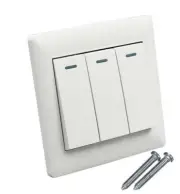 Universal 3key Power Wall Lamp Bulb Light Plate Switch Button Panel + Screws