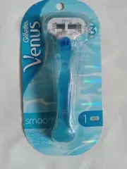Gillette Venus Smooth Razor 3 Blades 1 Handle + 1 Refill Cartridge Blue !