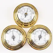 3Pcs Barometer Thermometer Hygrometer,3.85 in Portable Outdoor Barometer Set,Wall Hanging Analog Weather Station,for Home Wall,Fishing Boat,Hotels,Offices,Factories(No Battery Needed)
