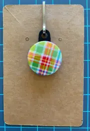 Plaid Preppy Zipper Pull Keychain Clip Silver Tone Dangle