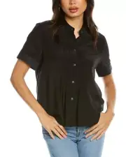 NWT Rag & Bone Black Sarah Silk Pleated Blouse Top Small $350