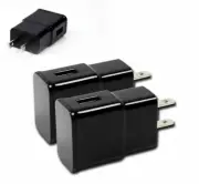 2X USB HOME WALL TRAVEL ADAPTER POWER CHARGER 2A BLACK GALAXY TAB NOTE S4 CAMERA