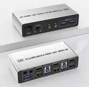 USB 3 KVM Switch 2X2, Displayport 4K Dual Monitor HDMI With EDID lock