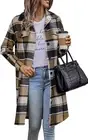 PRETTYGARDEN Women's Plaid Shacket 2025 Long Sleeve Button Up Large, Khaki
