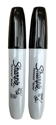 Sharpie Chisel Tip 2 Markers Permanent BLACK Ink Large Broad Marker 2-count
