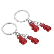 2 Pcs Boxing Keychain Mini Cute Boxing Gloves Key Chains Sport Pendant Red