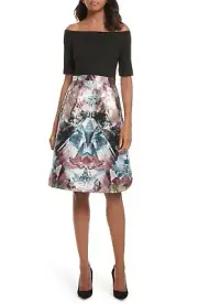 $345 Ted Baker London Keris Mirrored Minerals Tulip Fit Flare Dress