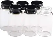 24pcs 50ml Transparent Glass Bottle with Black Aluminum Cover Empty Mini Glass Bottle Jars Wishing Bottle DIY Decorative Glass Jars