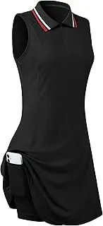 [FREEYE] Womens Sleeveless Tennis Golf Polo Dress with Inner Shorts＆Pocket for Workout Exercise