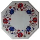 12" Marble Side corner Table Top Pietra dura semi precious Floral Inlay Work