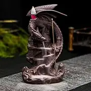 Dragon Backflow Incense Burner Ceramic Incense Holder Home Decoration Incense Cone Sticks Holder with 20 Incense Cones (Incense Burner Dragon-03)