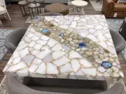"Blue Agate Console Slab Top - Geode Agate Kitchen & Coffee Table Furniture Top"