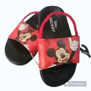 Disney Mickey Mouse Toddler Boy's Size 7/8 Red & Black Summer Flip Flop Sandals