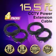 4 Packs 16.5ft Power Extension Cable for CCTV Home Security Camera System WiFi