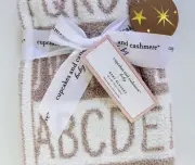 Cupcakes and Cashmere Beige Cream ABC Alphabet Soft Plush Baby Blanket Lovey
