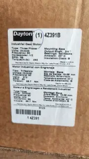 Dayton 4Z391B 0.5 Input HP 59 Nameplate RPM 493 In-Lb Max Torque AC Gearmotor