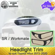 Matte Black Head lights Trim Cover to suit Toyota Hilux SR Workmate 2015-2020