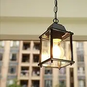 Outdoor Pendant Light, Outdoor Hanging Light in Black Finish with Industrial Pendant Lamp for Kitchen Island, Farmhouse Dining Room Light Rustic Chandelier Exterior E27 Waterproof Patio garden