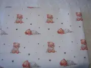 Snuggle Bear White Flannelette Cotton Fitted Cot Sheet Handmade