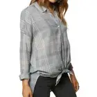 NWT O’Neill Multicolor Grey Arlow Plaid Button Down Tie Front Top