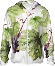 [LHBWCVN] UPF 50+ Light Jacket Full Zip Sun Protection Hoodie for Women Men Long Sleeve Beautiful Grape Leaves Sun Shirts