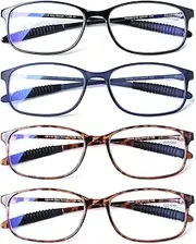 DOOViC Reading Glasses 4 Pack Blue Light Blocking Anti Eyestrain Flexible Lightweight Computer Readers for Men Women 2.25 Strength