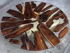 Clear Epoxy Table Clear Resin Table Live Edge Wood Table Round Wooden Table Deco