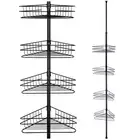 4 Tier Tension Metal Corner Pole Shower Caddy Shelf Bathroom Storage Organizer