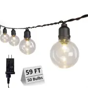 Outdoor Lights String Patio Connectable 59ft Led Plug-in G40 Globe With Timer